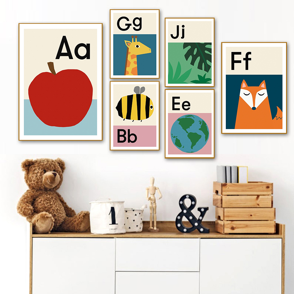 Baby Nursery Images Free - Pôster do alfabeto ABCD dos desenhos
