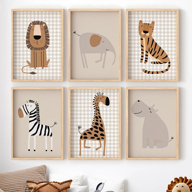 Baby Nursery Frames - Sem moldura, leão, tigre, elefante, girafa,