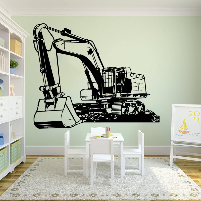 Baby Nursery Stickers - Grande equipamento pesado escavadeira adesivo de