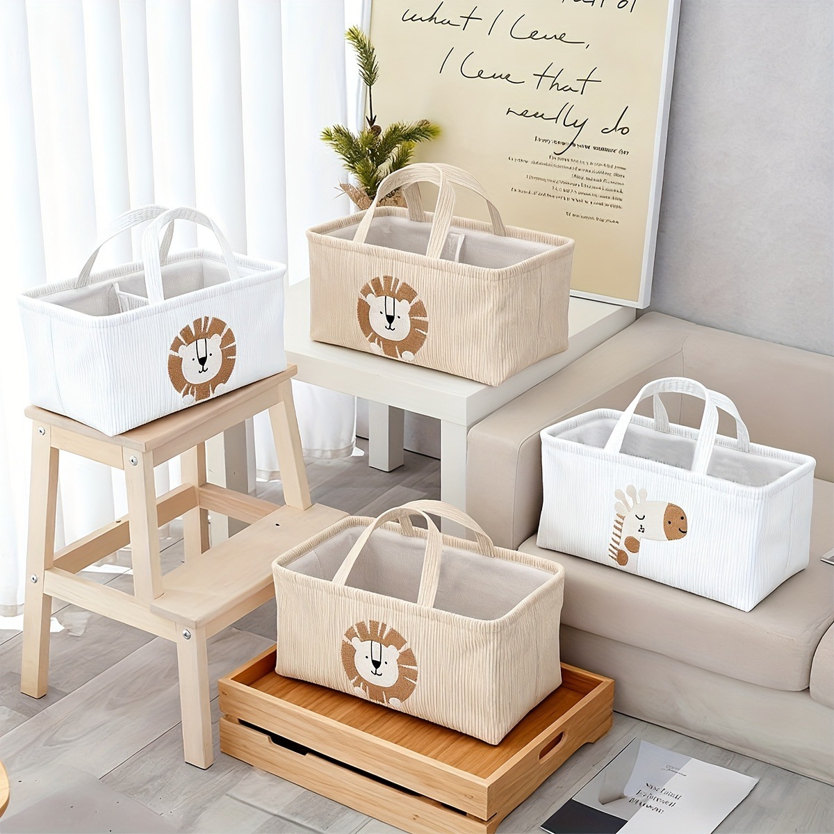 Baby Nursery Organiser - Cesto Organizador Dobrável de Tecido com