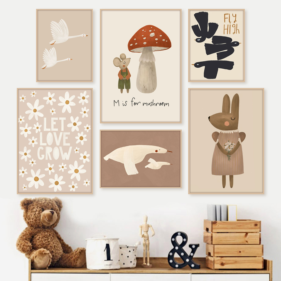 Baby Nursery Frames - Boho dos desenhos animados coelho mouse