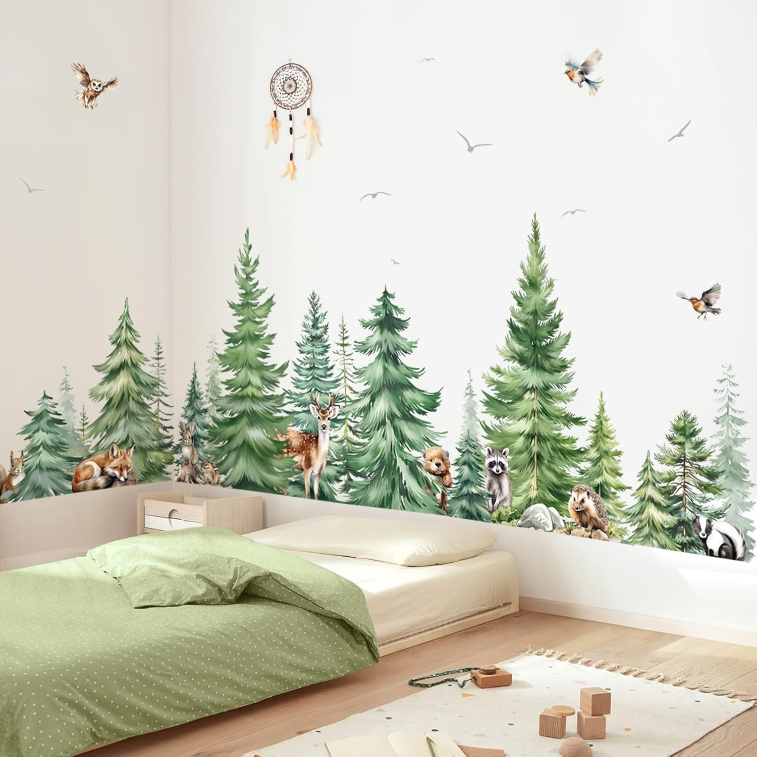 Grande aquarela pinheiro anima - Baby Nursery Stickers avaliação e preço