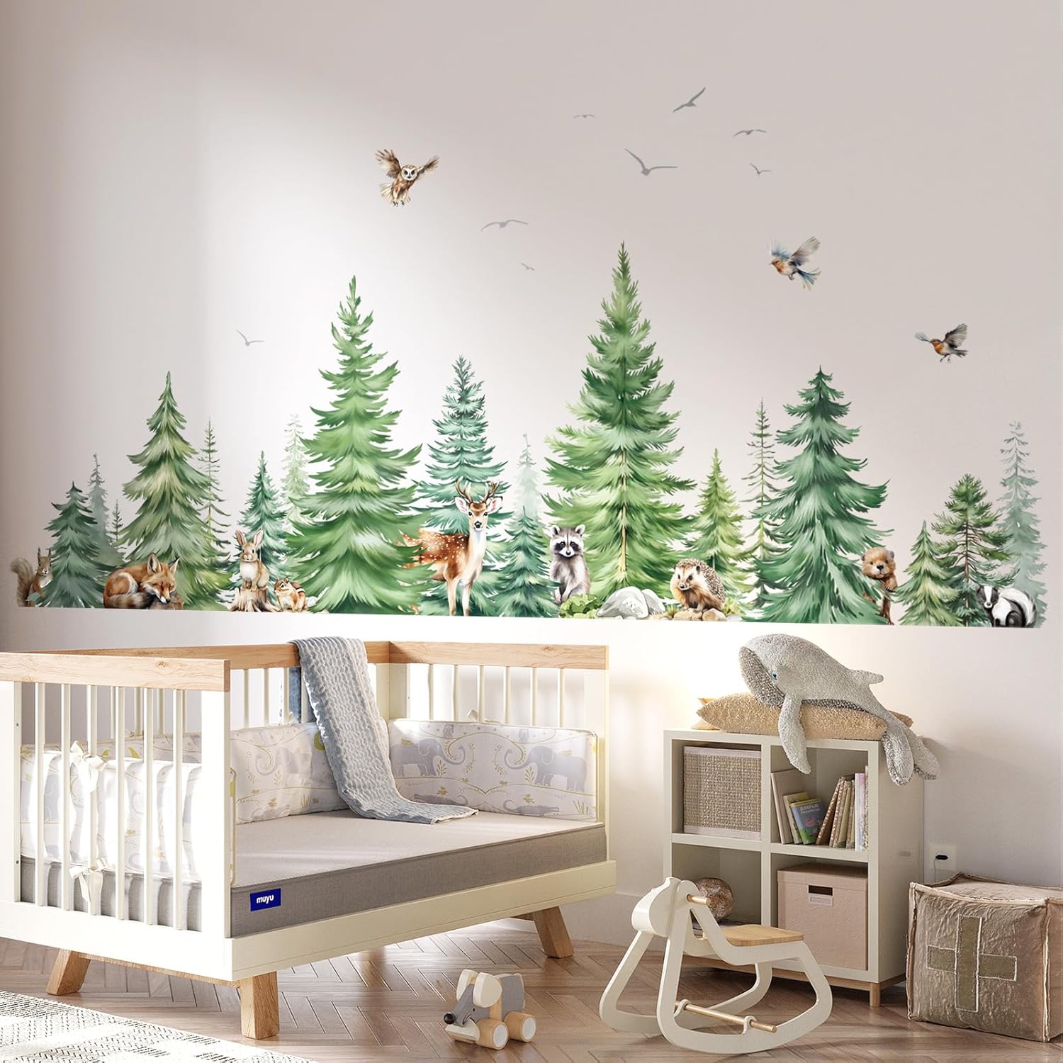 Grande aquarela pinheiro anima - Baby Nursery Stickers avaliação e preço