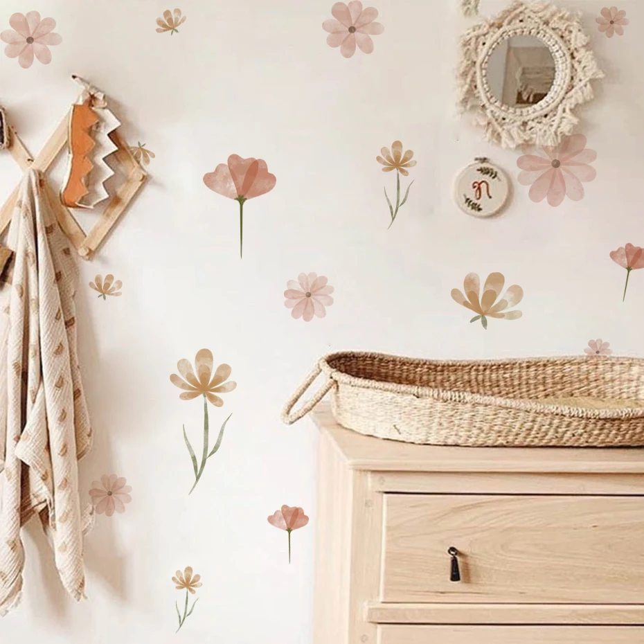 Boho flores adesivos de parede - Baby Nursery Stickers avaliação e preço