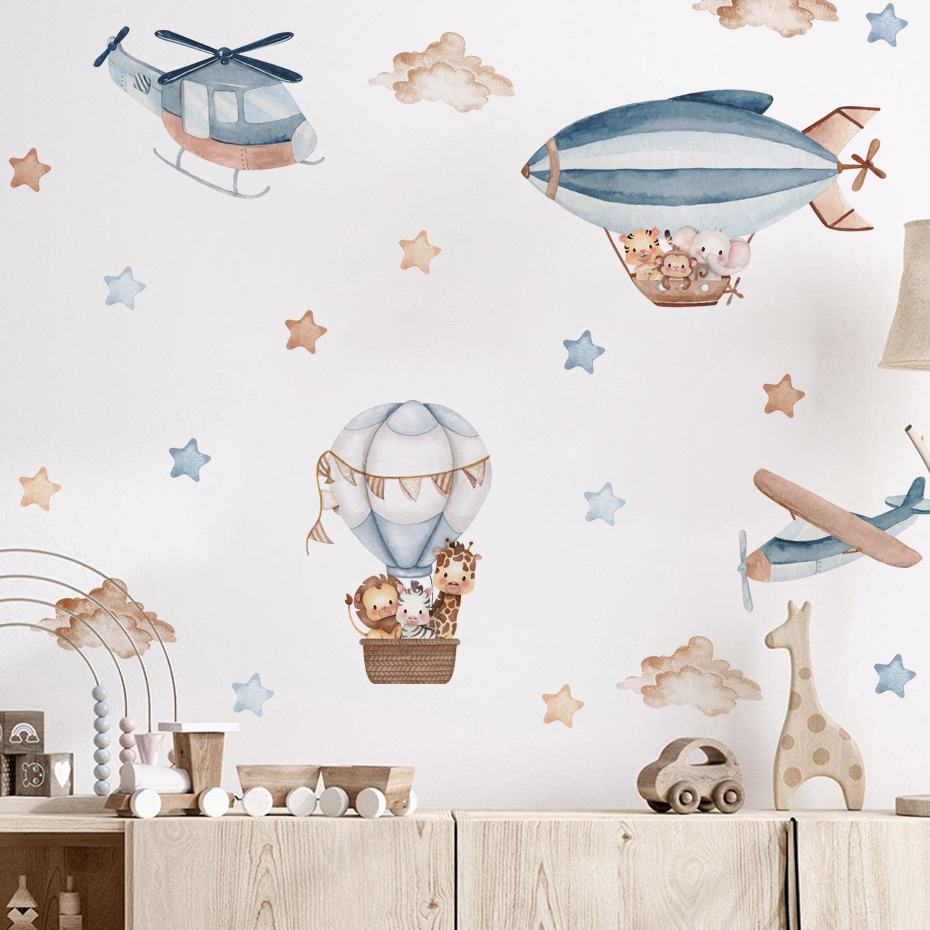 Aquarela animais balão de ar q - Baby Nursery Stickers avaliação e preço